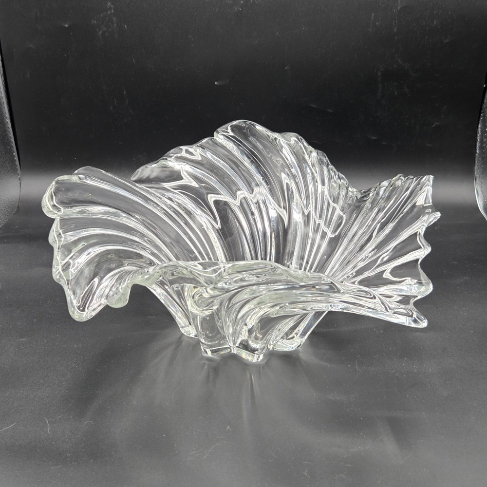 MIKASA Belle Epoque 12" Crystal Glass Swirl Bowl Dish Centerpiece CONTEMPORARY